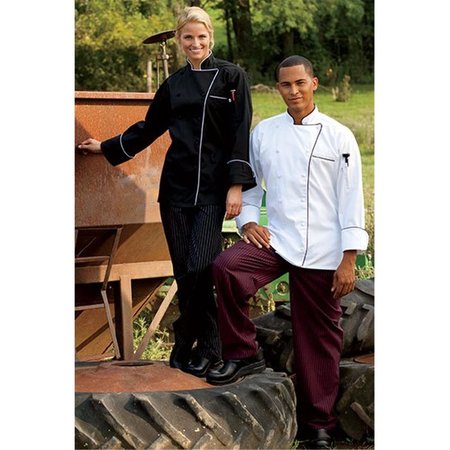 NATHAN CALEB Murano Chef Coat in White with Black Piping - Small NA141263